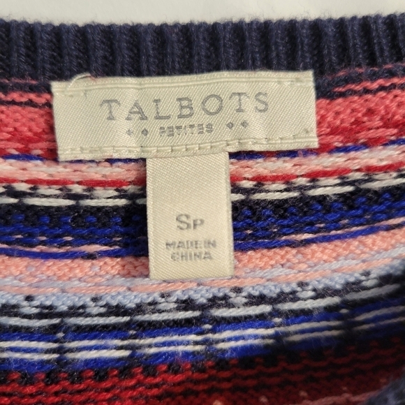 Talbots Navy Blue Fair Isle Sweater SP - Picture 5 of 6